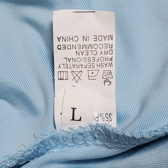 Pastel Baby Blue Two Piece Trendy V Neck Bat Wing Top w/ Skinny Fit Pant SZ L - Picture 4 of 10